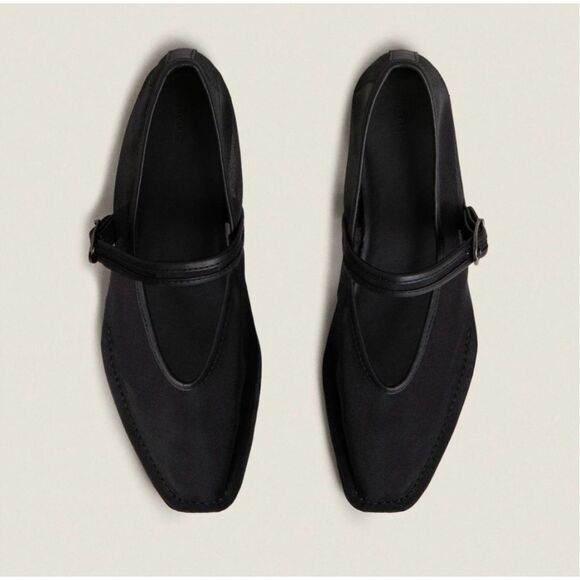 Zara Black Minimalist Loafers with Strap - Picture 1 of 10